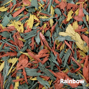 Rainbow variation (red, yellow, green) of Jungle Mulch Rubber Mulch