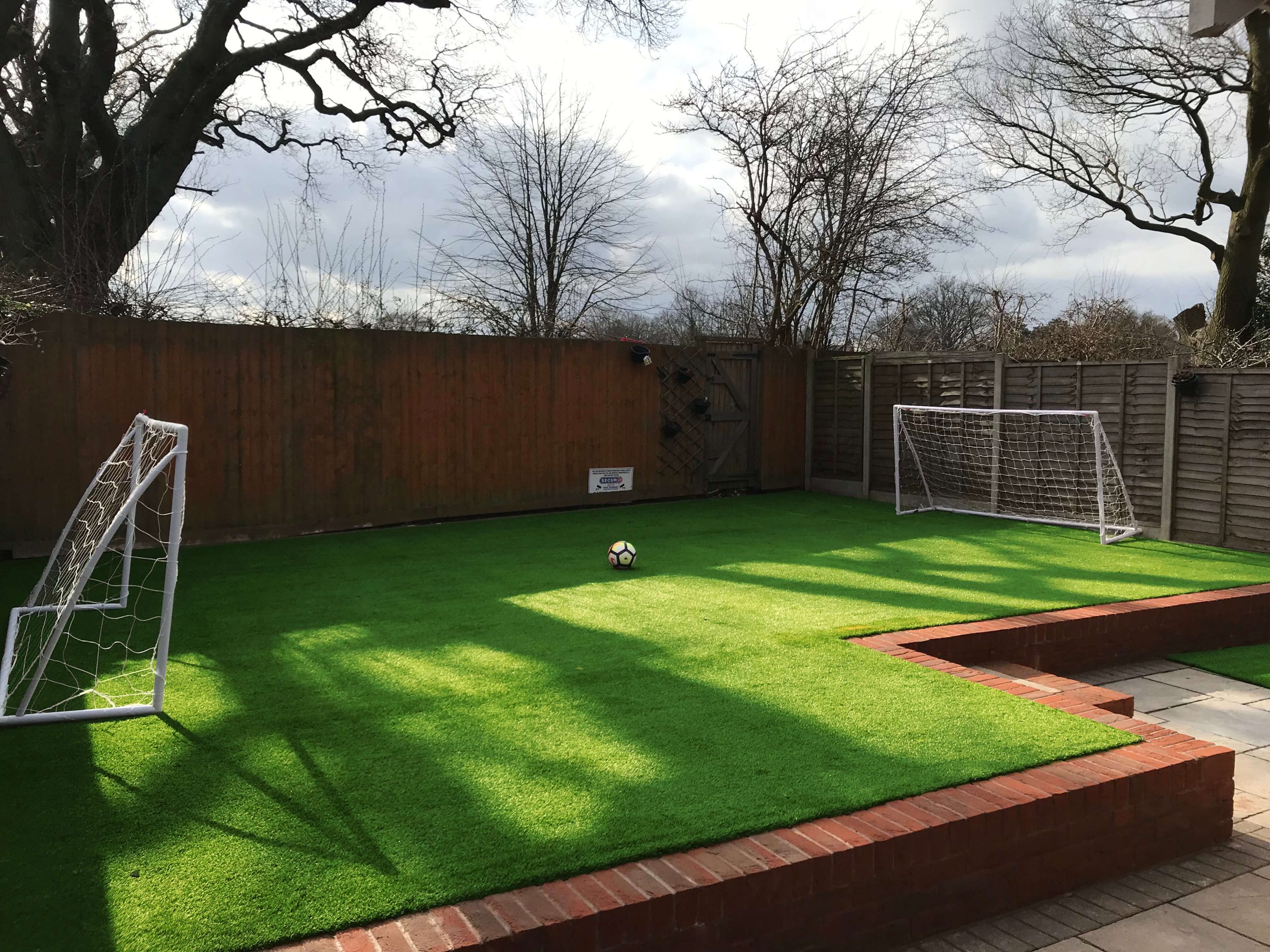 Lush Lawn Artificial Grass installed as a garden football pitch