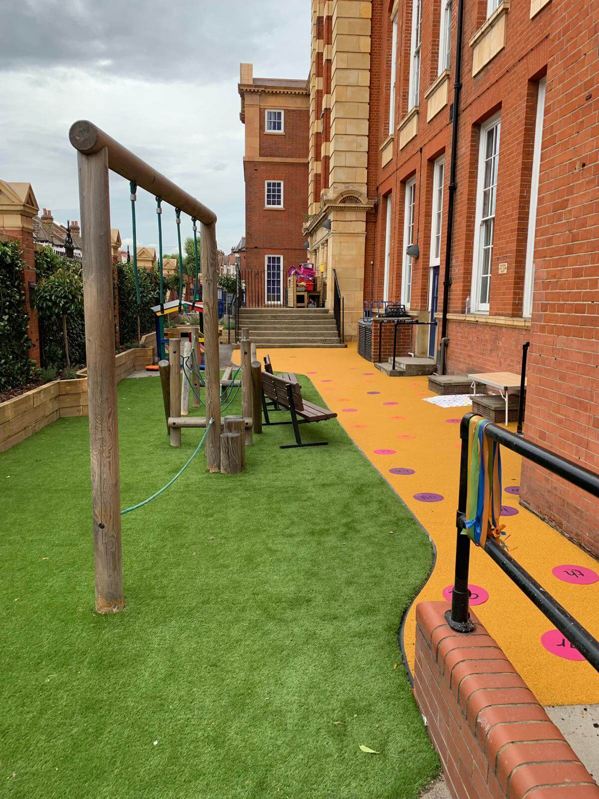 Green Frog artificial grass used underneath play equipment