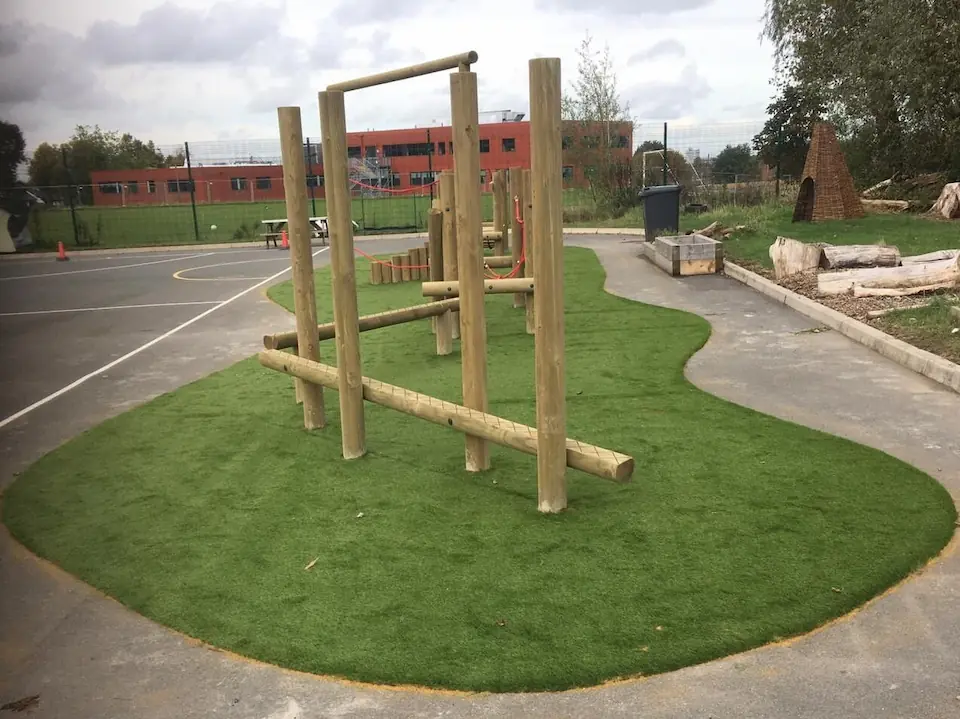 Artificial Grass under playground trim trail