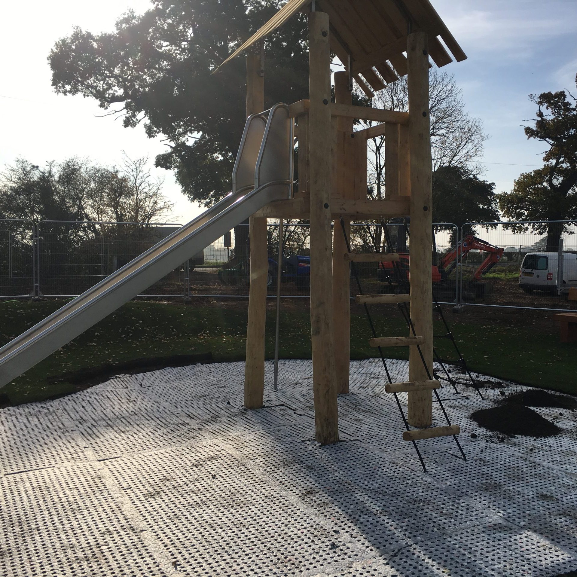 SmartPlay Underlay Installation under large play tower