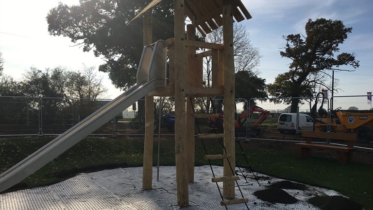 Grass playground SmartPlay shock pad installation