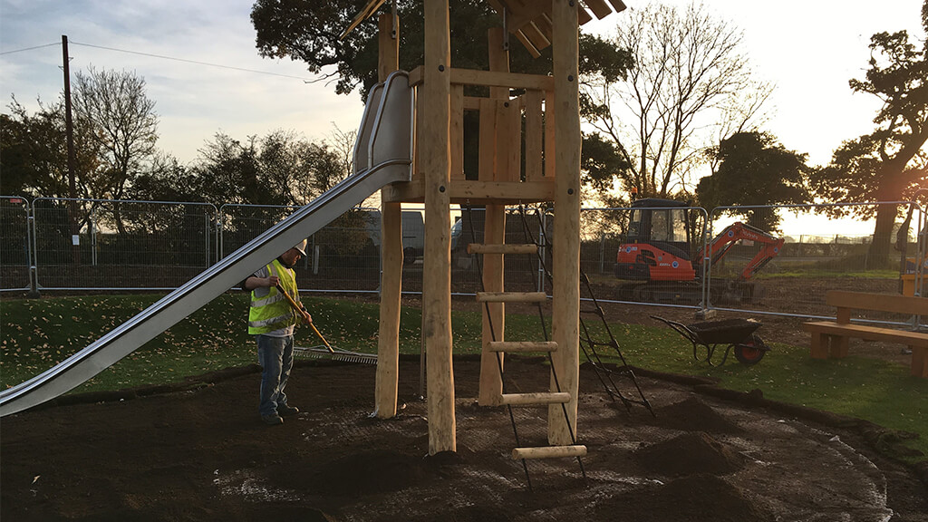 Grass playground SmartPlay shock pad installation soil layer