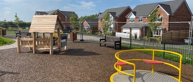 Rubber mulch is best surface for a playground in a residential area