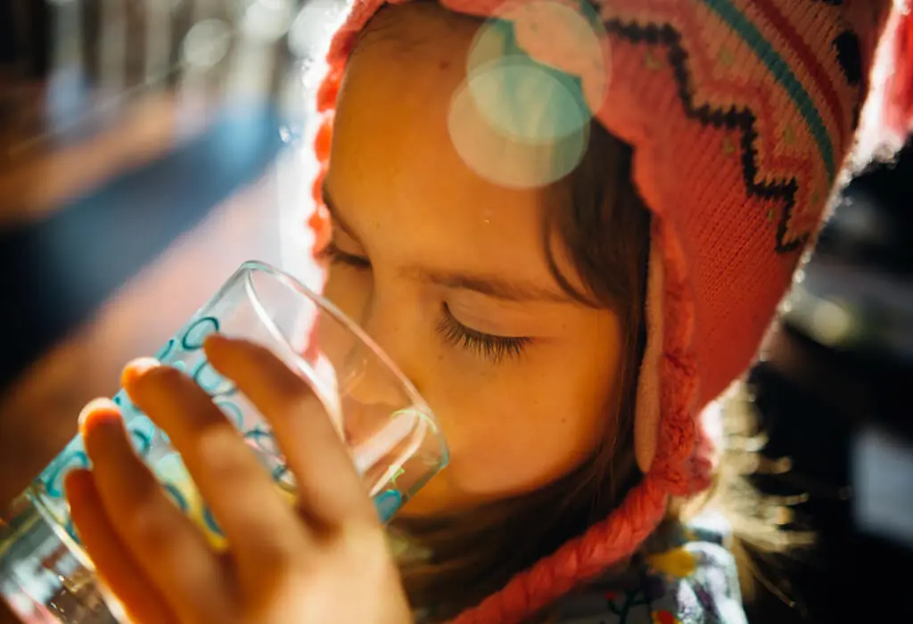 child drinking water