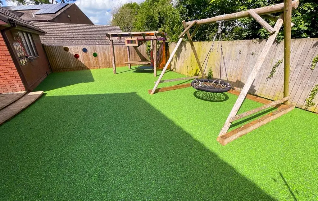 After EPDM Rubber Mulch Installation, vibrant green rubber surfacing