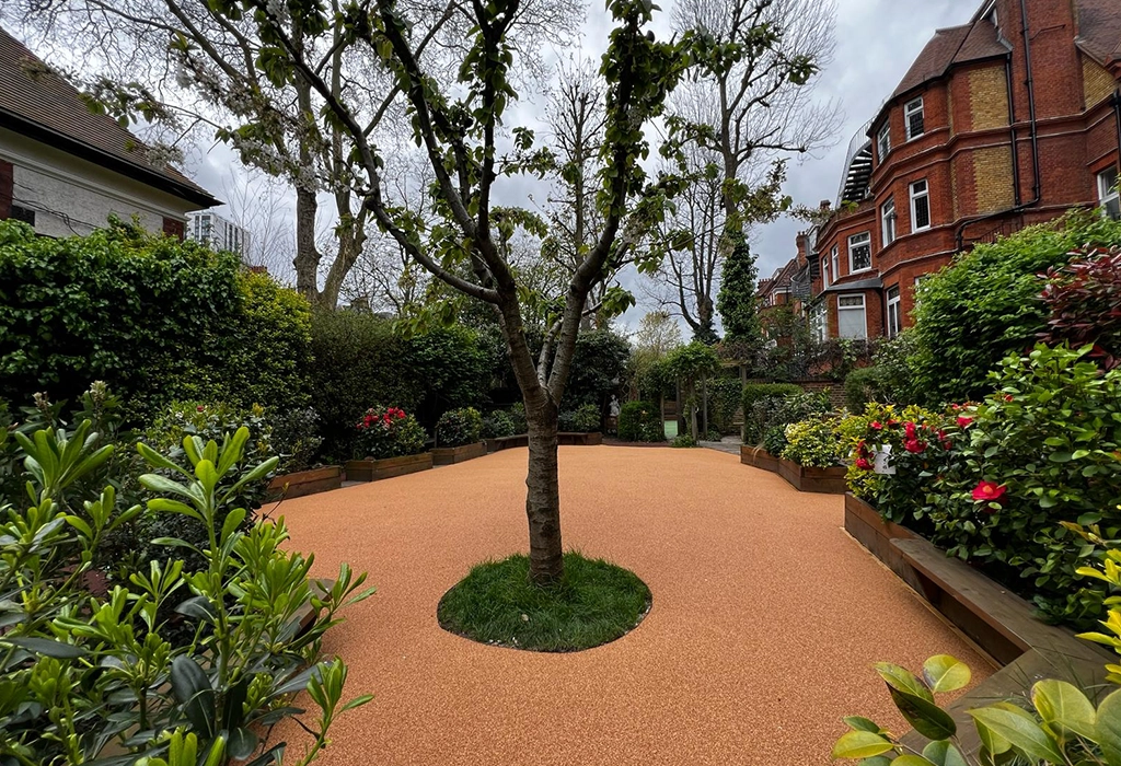 Corkeen installed in residential site as a garden surface