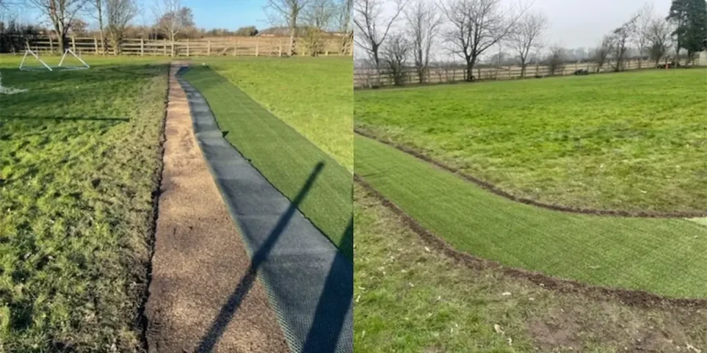 Hyrbid grass running track installation process