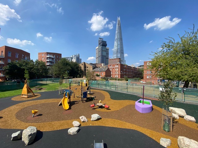 Wetpour rubber design and installation by PlaySmart in London
