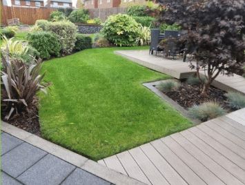 Hybrid grass lawn in sustainable housing development