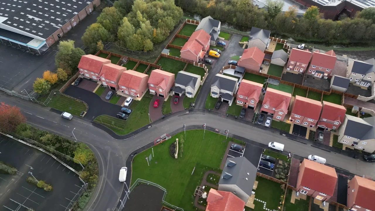 Drone image of Nevison Fold housing developer surfacing case study