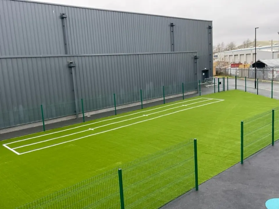 PerfectPitch green grass carpet cricket pitch with white markings