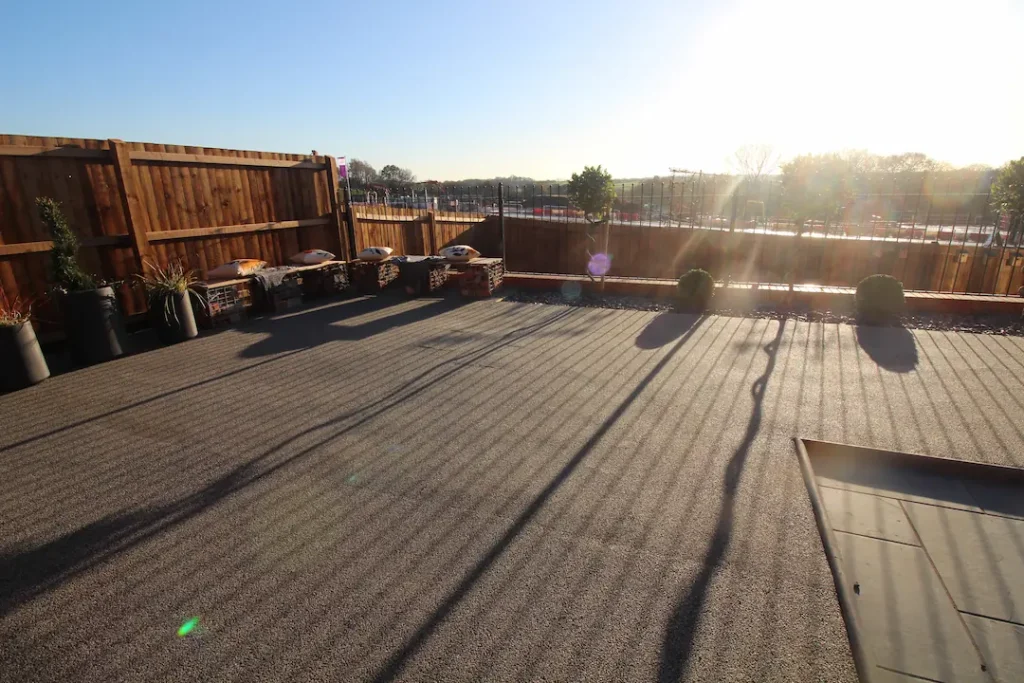 rooftop terrace surfacing with garden furniture
