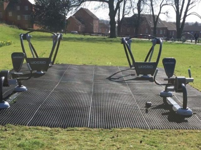 Outdoor gym area with EcoSmart rubber matting