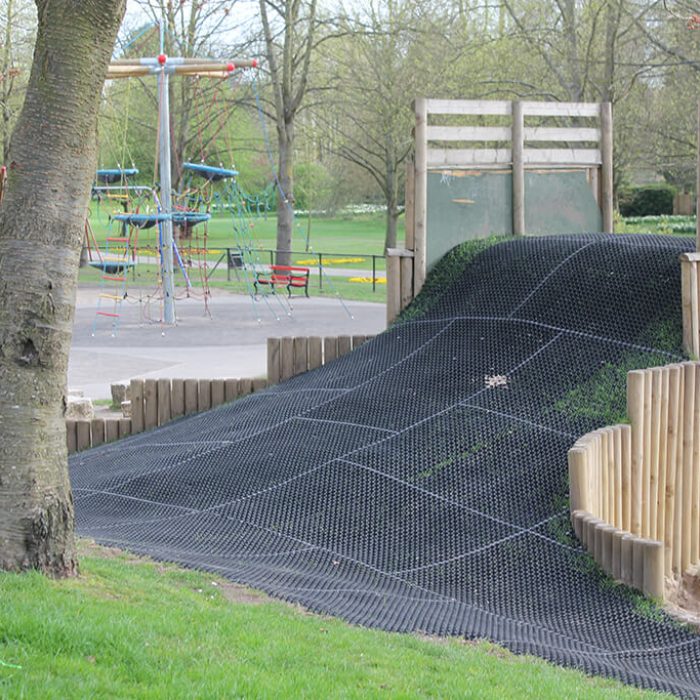 Rubber Grass Mats on Playground Mound