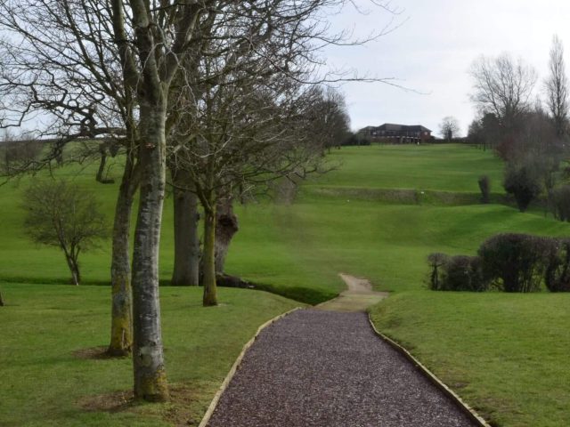 Red JungleMulch pathway on Golf Course