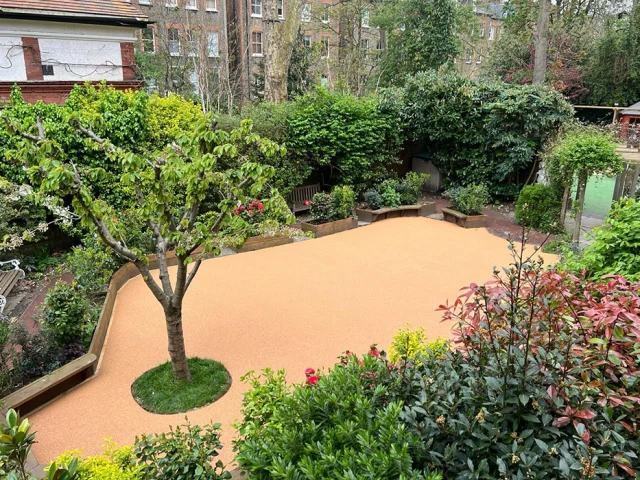 Corkeen | Cork Flooring Garden Corkeen flooring installed in a natural leisure site
