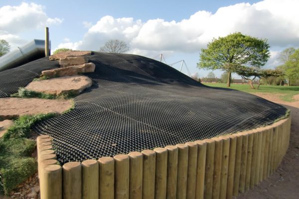 EcoSmart Grass Mats installed on a mound