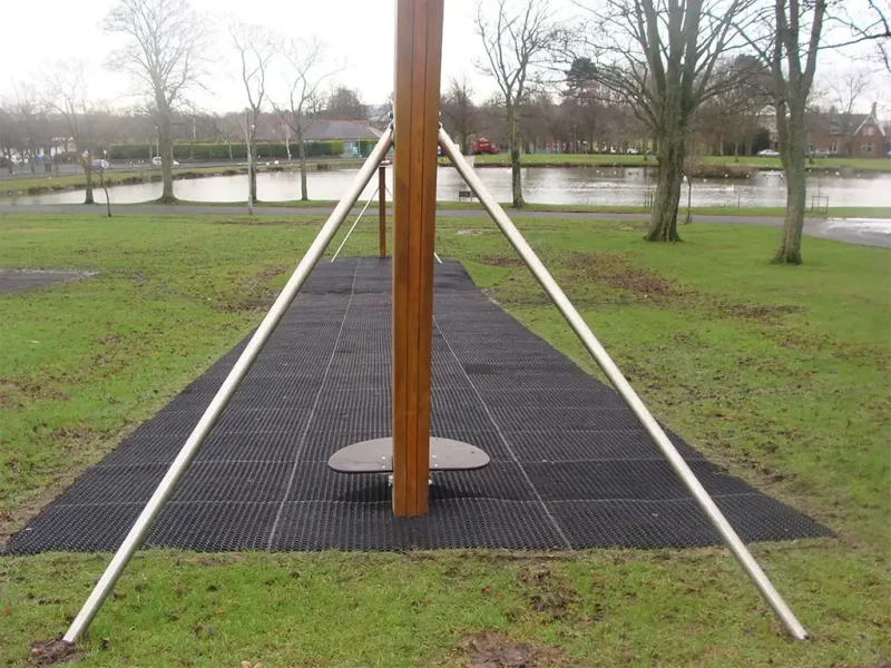 EcoSmart safety strip supporting lakeside zipline