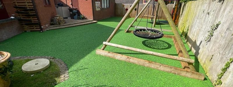 Vibrant Green EPDM Mulch Garden Installation