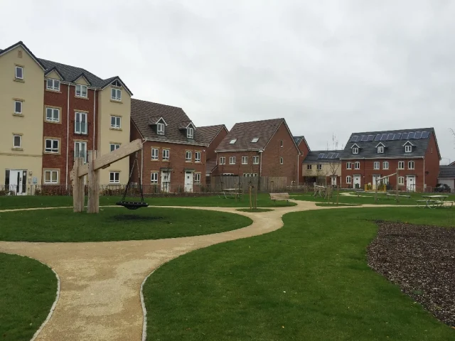 Artificial Grass and Paving around a housing development