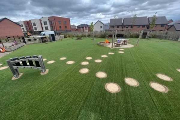 Crookham's HybridSmart lawn with stepping stone paths inlaid