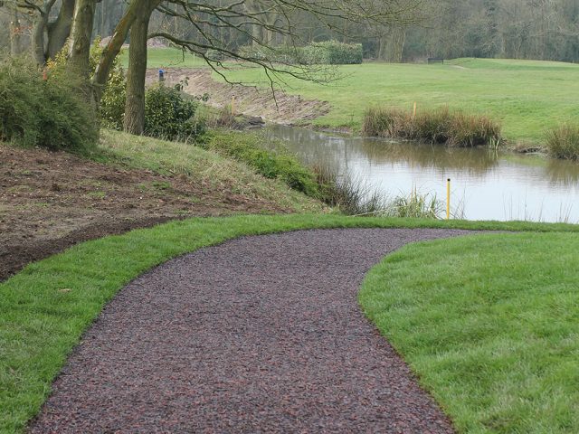 Red Rubber Mulch Pathway, Golf Course with JungleMulch