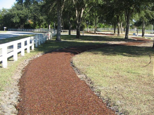 Red Rubber Mulch Pathway, Deltona Exercise Trail