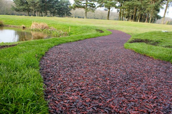 Red Rubber Mulch Pathway on Golf Course