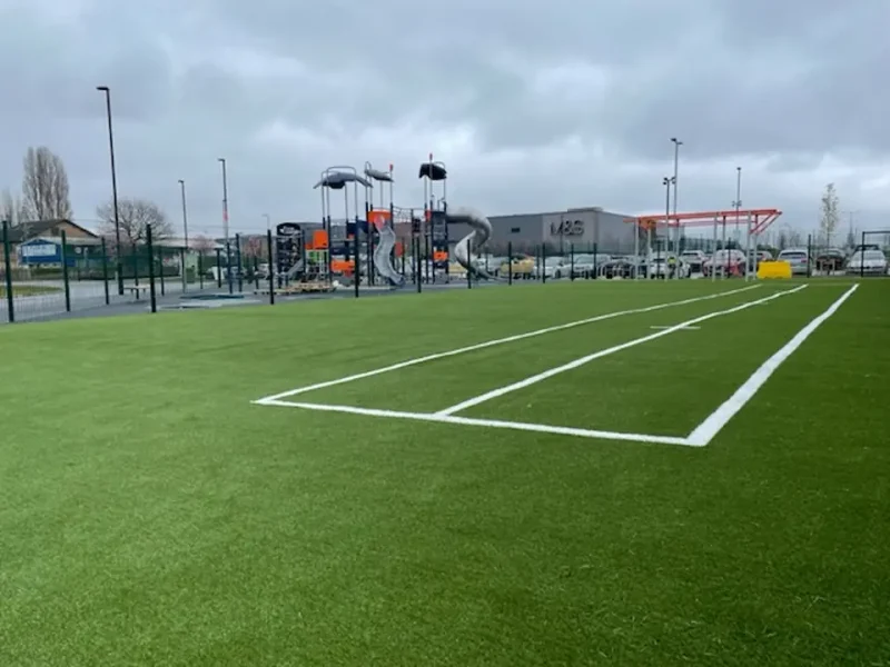 PerfectPitch green grass carpet cricket pitch with white markings