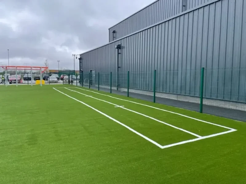 PerfectPitch green grass carpet cricket pitch with white markings
