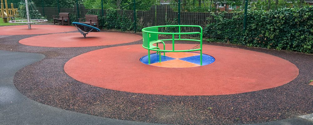 SmartPave aggregate surfacing installed on a playground