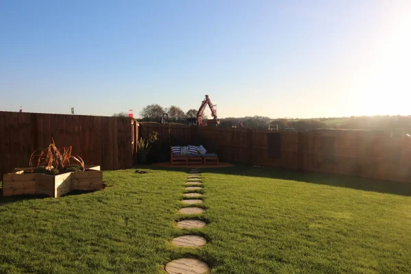 Large lawn with stepping stones